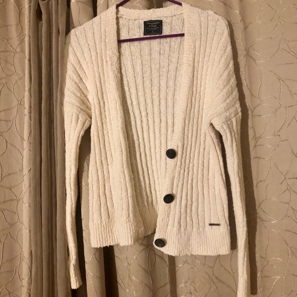 Abercrombie and Fitch Cream Crew Knit Cardigan